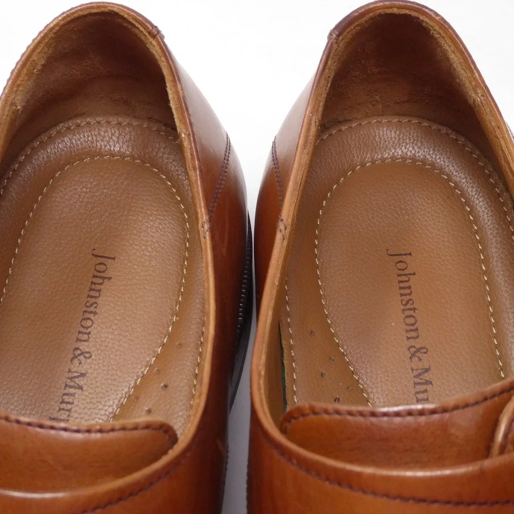 Johnston & Murphy Mens Double Monk Strap Shoes Tan Leather Cap Toe 10M